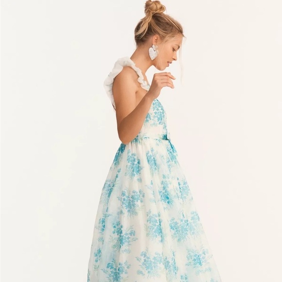 NEW LoveShackFancy Macron Gown Magic Turquoise Floral Gown size 4 - Picture 14 of 14